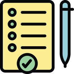 Poster - success clipboard icon outline vector. office leadership. work job color flat