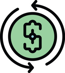 Poster - change business strategy icon outline vector. office leadership. teamwork idea color flat