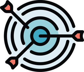 Poster - business arch target icon outline vector. office success. work idea color flat