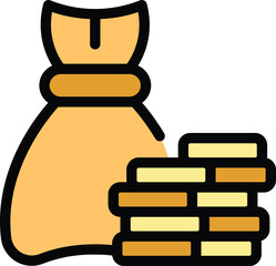 Poster - business money bag icon outline vector. teamwork paper. office leadership color flat