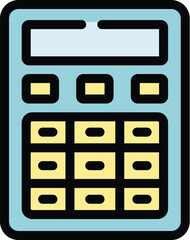 Poster - Finance calculator icon outline vector. Finance strategy. Corporate teamwork color flat
