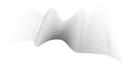 Poster - abstract halftone dots curved background isolated on white