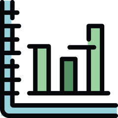 Poster - Finance graph chart icon outline vector. Team paper. Office technology color flat