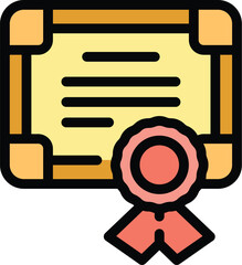 Poster - Finance diploma icon outline vector. Paper team. Office job color flat