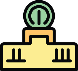 Poster - Teamwork podium icon outline vector. Success job. Paper team color flat
