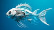 White bionic sea fishes in sea.