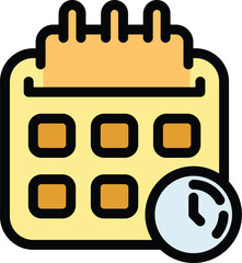 Poster - Teamwork calendar icon outline vector. Paper team. Success job color flat