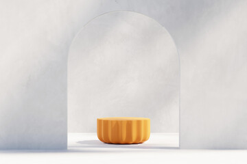 Poster - Abstract Minimal Modern Orange Podium Platform For Product Display Showcase 3D Rendering