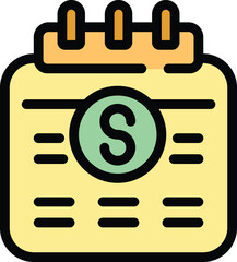 Poster - Finance calendar icon outline vector. Corporate team. Office teamwork color flat