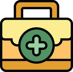 Poster - First aid kit icon outline vector. Emergency box. Health bag case color flat