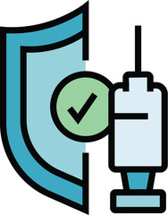 Poster - vaccine medical insurance icon outline vector. health life. care shield color flat
