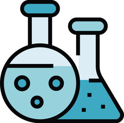 Poster - Medical lab flask icon outline vector. Chemistry test tube. Laboratory equipment color flat