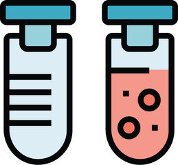 Poster - Medical test tube icon outline vector. Chemistry laboratory. Drug research color flat