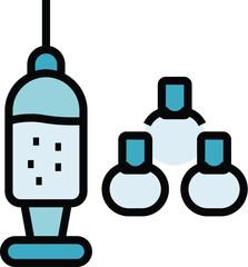 Poster - Medical syringe ampule icon outline vector. Vial vaccine. Bottle injection color flat