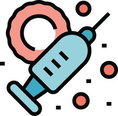 Poster - Virus syringe ampule icon outline vector. Vial vaccine. Bottle injection color flat