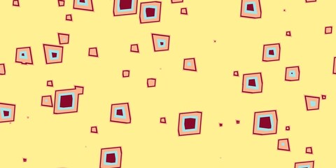 Poster - abstract modern minimal geometry retro color palette polygon pattern on yellow background