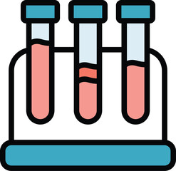 Poster - Medical test tube stand icon outline vector. Chemistry laboratory. Drug research color flat
