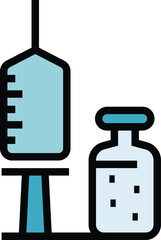Poster - Vaccine syringe ampule icon outline vector. Vial vaccine. Bottle injection color flat