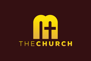 Trendy and Professional letter M church sign Christian and peaceful vector logo