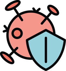 Poster - bacteria medical insurance icon outline vector. health life. care shield color flat