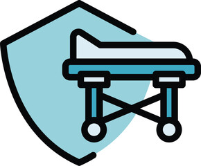 Poster - Secure hospital bed icon outline vector. Medical patient. Room clinic color flat