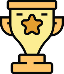 Poster - Training cup icon outline vector. Online laptop. Seminar graduation color flat