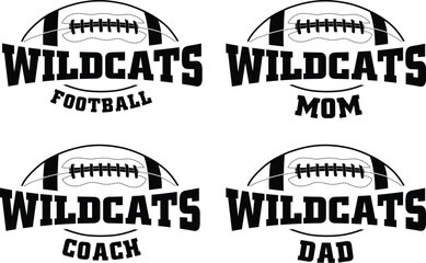 Wall Mural - football - wildcats is a sports team design that includes text with the team name and a football gra