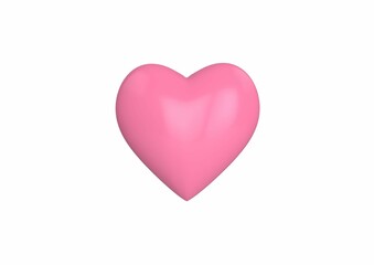 Canvas Print - Vibrant pink heart icon against a white background. 3d render.