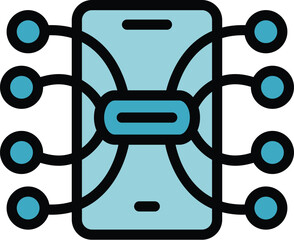 Poster - smartphone influence icon outline vector. social content. share brand color flat
