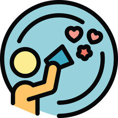 Poster - influence share icon outline vector. social media. content brand color flat