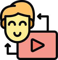 Poster - share video influence icon outline vector. social media. digital brand color flat