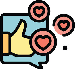 Poster - like message icon outline vector. social content. share brand color flat