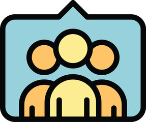 Poster - people message icon outline vector. digital brand. online blogger color flat