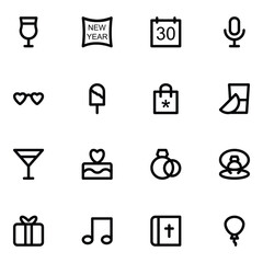 Poster - Set of Music and Celebration Line Icons

