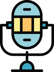 Poster - studio blogger microphone icon outline vector. social media. share brand color flat