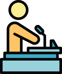 Poster - influence speaker icon outline vector. share brand. digital online color flat
