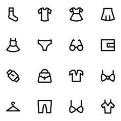 Poster - Pack of Clothing Accessories Bold Line Icons

