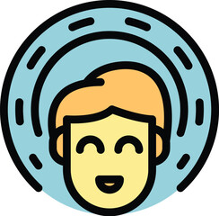 Poster - businessman icon outline vector. social influence. brand share color flat