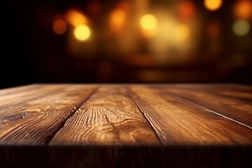 Wall Mural - empty wooden table in front of abstract blurred background. ready for product display montage.