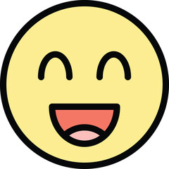 Sticker - Satisfaction level emoji icon outline vector. Happy smile. Feedback face color flat