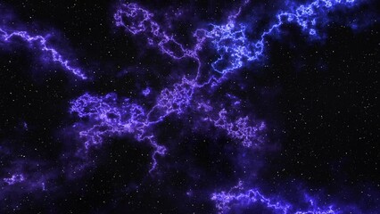 Wall Mural - space lightning and stars flight 4k loop features a camera view flying into space with stars coming 