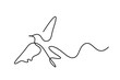 Silhouette of abstract flying bird in line on white background