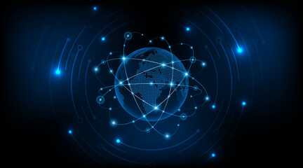 Aufkleber - Global connection network background. World map. Internet technology concept or global communication.
