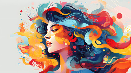 Wall Mural - Abstrat artwork painting woman portrait picture 