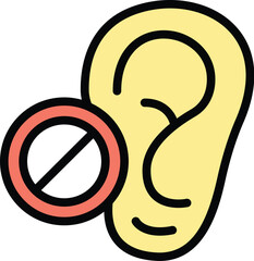 Wall Mural - Reduce silent earplugs icon outline vector. Auditory noise. Plug protection color flat