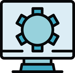 Sticker - Pc software icon outline vector. Code design. Site tool color flat