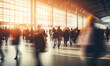 © Vladyslav - Crowd of people in airport. Mass group of peoples with blur effect