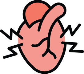 Aufkleber - Heartbrake icon outline vector. Rate heart. Beat pulse color flat