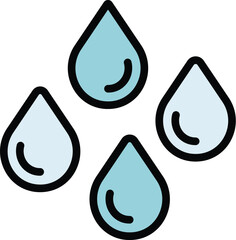 Poster - Rain drops icon outline vector. Water drop. Raindrop shape color flat
