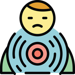 Sticker - Health psychology icon outline vector. Panic attack. Stress anger color flat